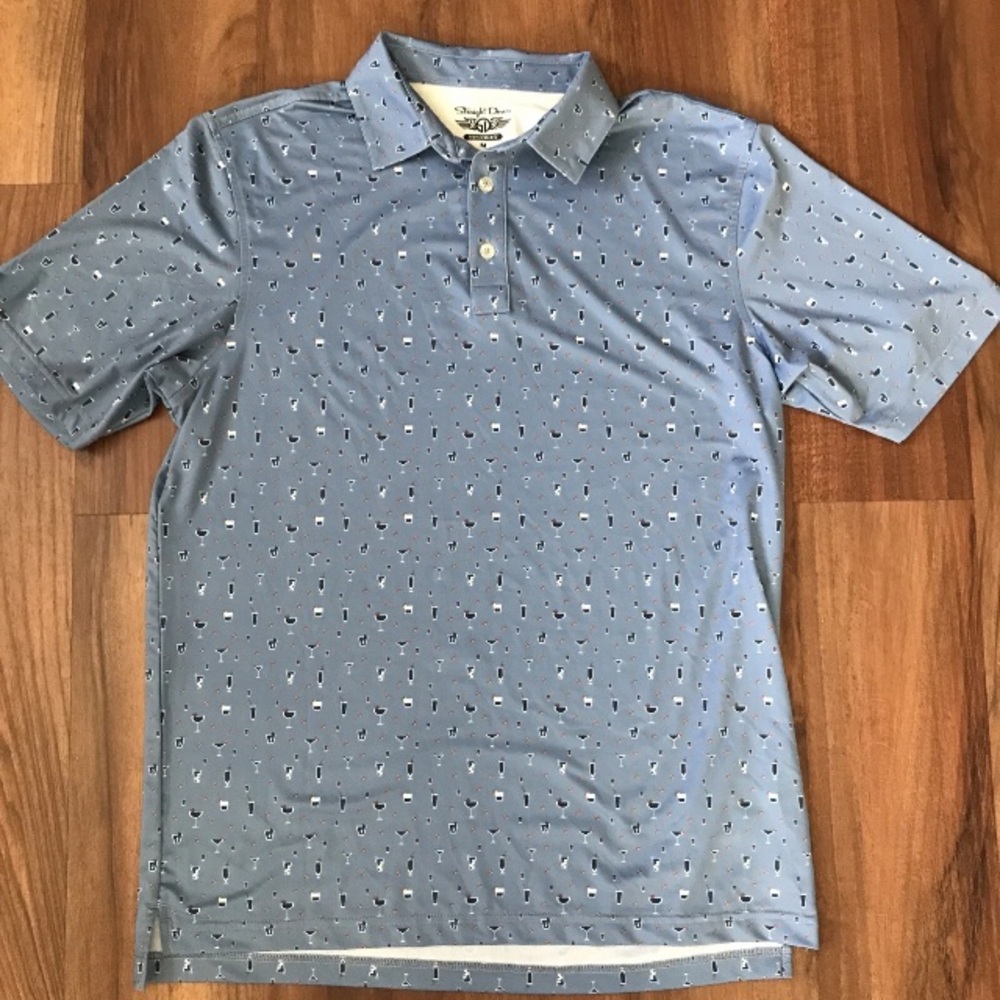 Straight Down Performance Polo Shirt cocktail-themed graphics Sz Med ‘1923 Logo’